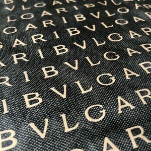BVLGARI Black Silk Logo Scarf Square Monogram Designer Luxury Scarf
